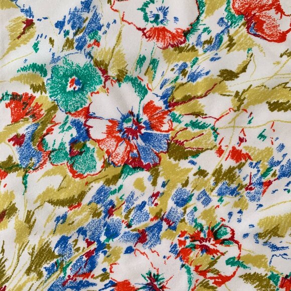 Vintage Boselli Floral Flower Print Trevira Italian Scarf Red Beige Blue Green - Picture 3 of 10
